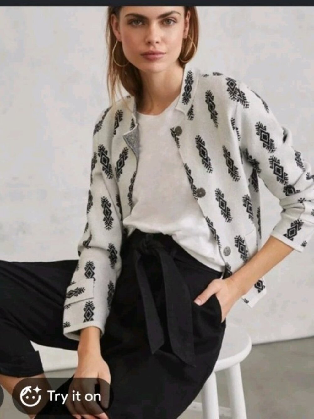 Anthropologie Pilcro Debra cropped sweater jacket Medium New NWT White